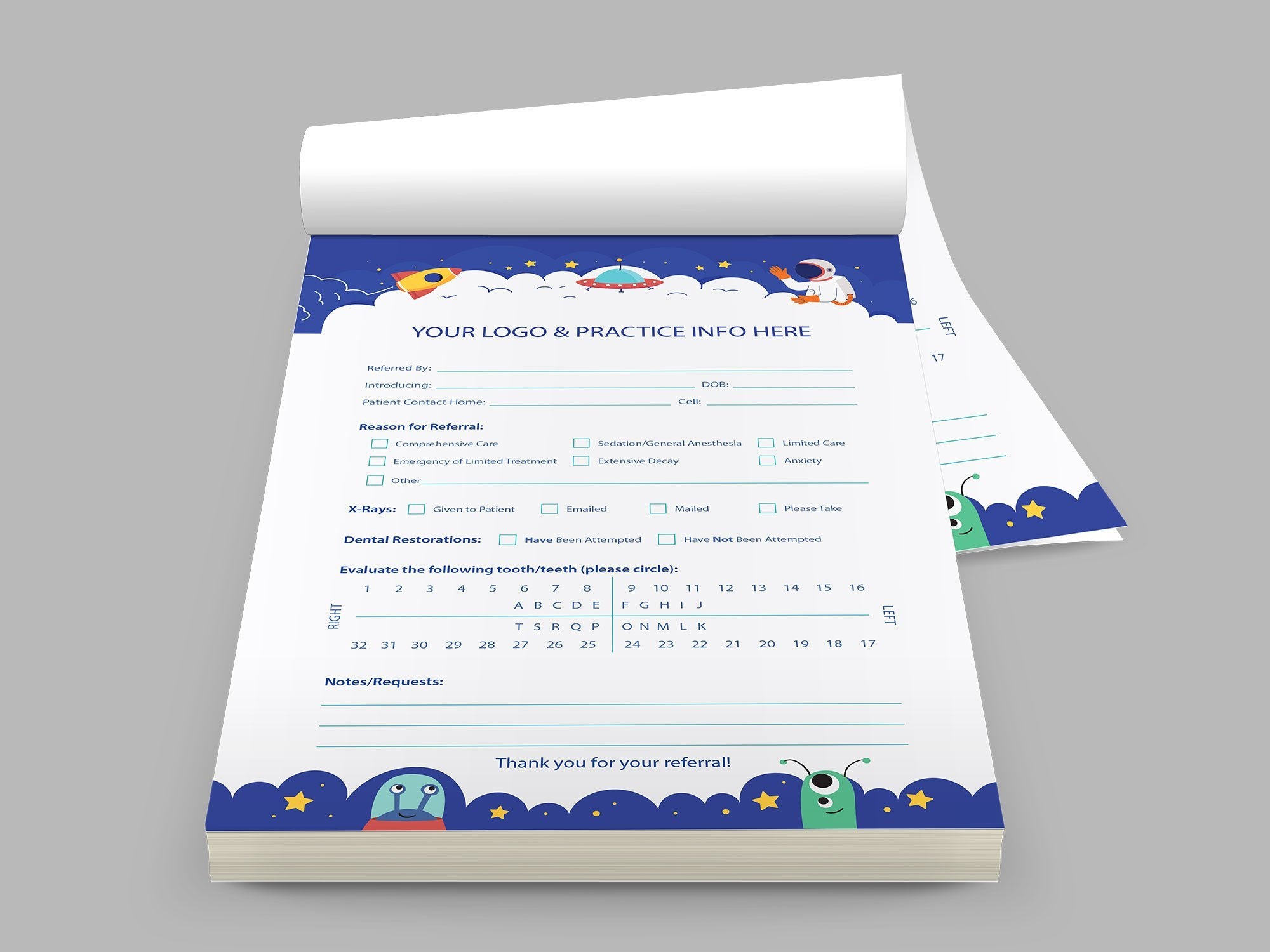 Pediatric Space Referral Pads Referral Pads for Dentists Pediatric