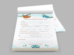 Pediatric koala and sloth referral pads